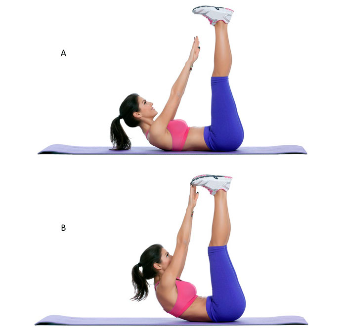 Скручивания с поднятыми ногами